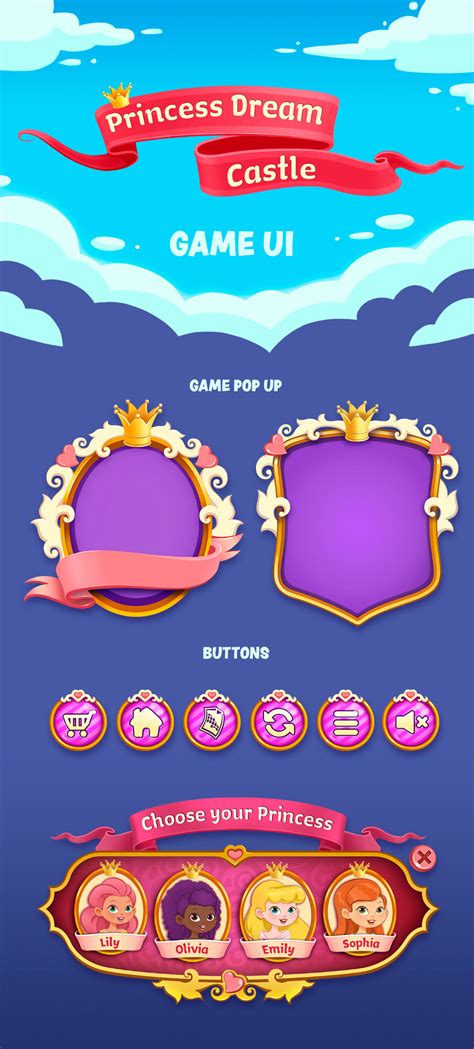 Ui Buttons Princess Games Game Gui Button Game Casual Art Cake