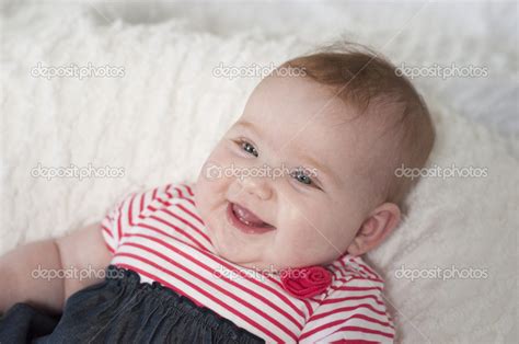 Happy Laughing Beautiful Newborn Baby — Stock Photo © Mlyman 50604355