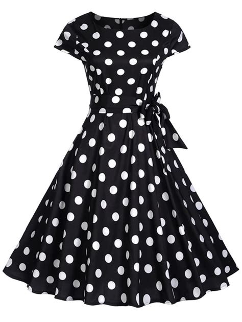 Wipalo 1950s Retro Dresses Women Polka Dots Bowknot A Line Pin Up O Neck Elegant Tea Rockabilly