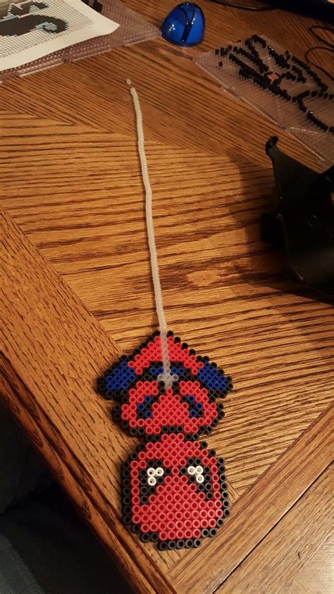 Perler Bead Spider Man With Glow In The Dark Beaded Webbing God Bless