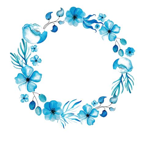 Round Blue Floral PNG File - PNG Mart