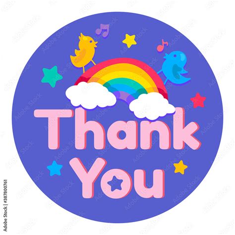 Thank You Color Printable Sticker Stock Vector Adobe Stock
