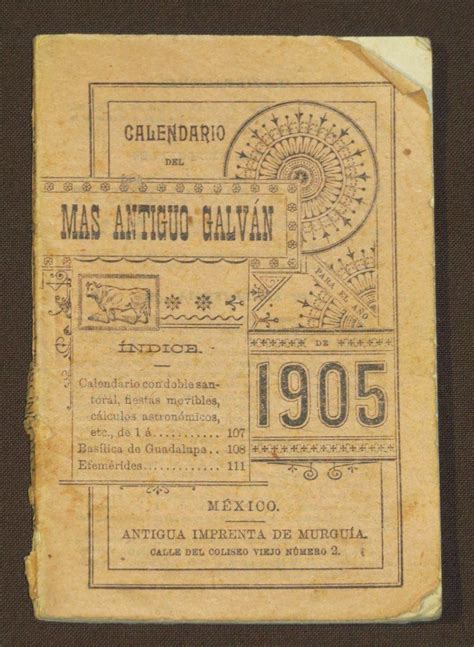 Calendario Del Más Antiguo Galván Para El Año De 1905 Bien