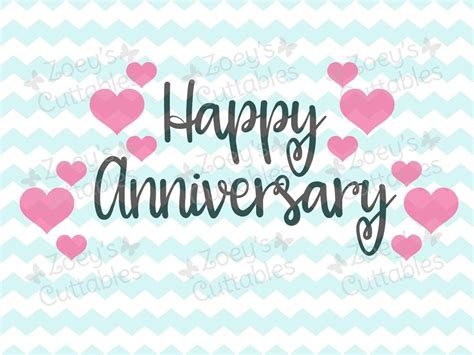 Happy Anniversary Hearts Cuttable Svg File Instant Etsy