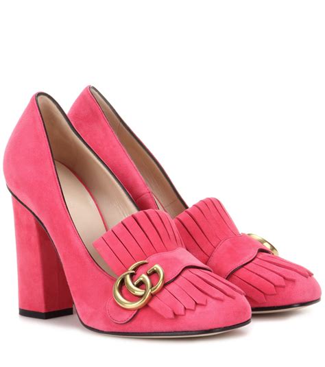 Gucci Marmont Suede Loafer Pumps In Pink Lyst