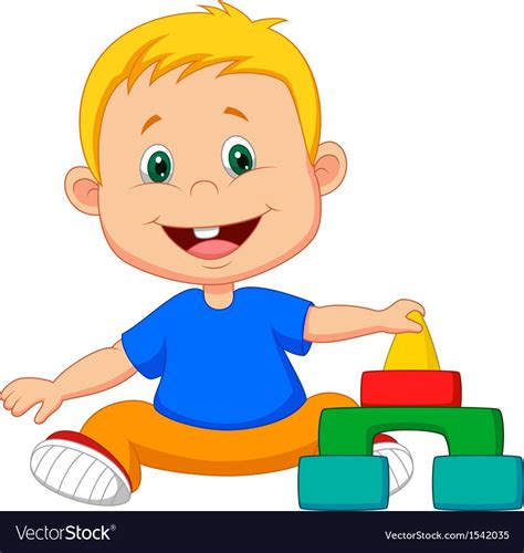 Vector Illustration Of Cartoon Baby Is Playing With Educational Toys