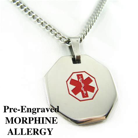 Pre Engraved MORPHINE ALLERGY Medical Alert Necklace Etsy