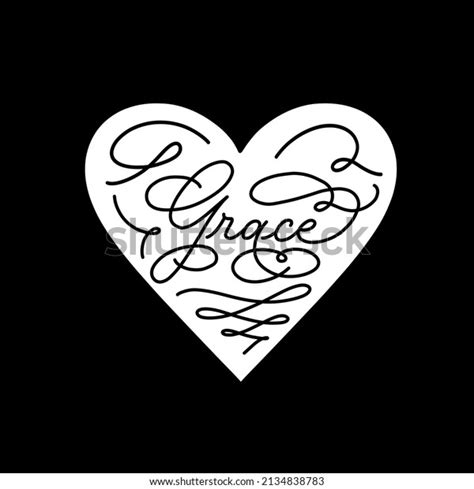 Grace Hand Lettering Logo Heart Shape Stock Vector Royalty Free