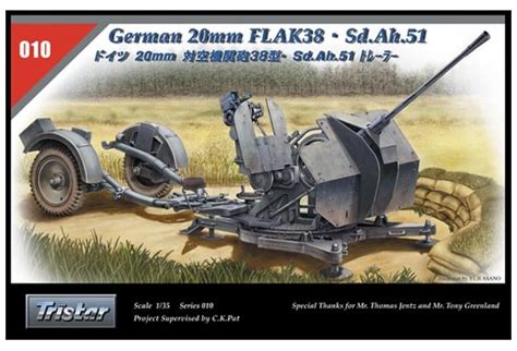 German 20mm Flak 38 Wsd Ah 52 Scale 135 Tristar Tri 35010