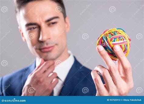 Male Arm Holding Small Colorful Ball Stock Image Image Of Friendly