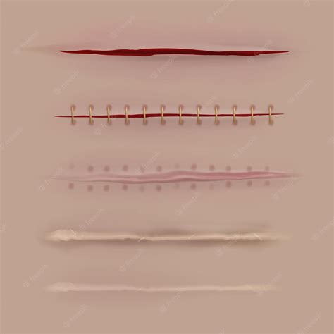 Premium Vector Surgical Sutures Healing Stages Realistic Bloody