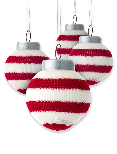 Red White Striped Ornaments Christmas Ornament Sets Christmas