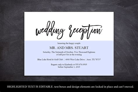 Wedding Reception Invitation Card Pdf Editable Template 358494 Card