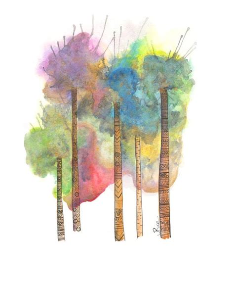 Watercolor Treecolorful Tree Abstract Trees Nature