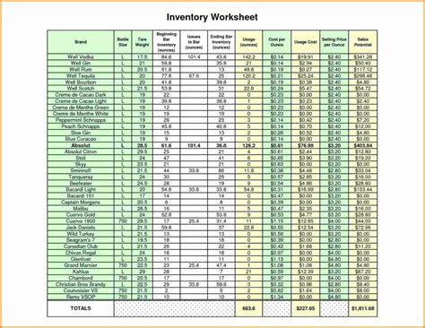 bar liquor inventory spreadsheet unique bar inventory list template