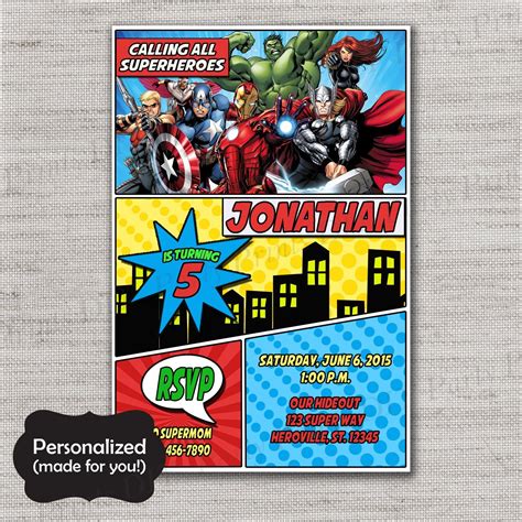 Superhero Birthday invite,Avengers Birthday invitation,JPG file,Birthday Invite,Super 