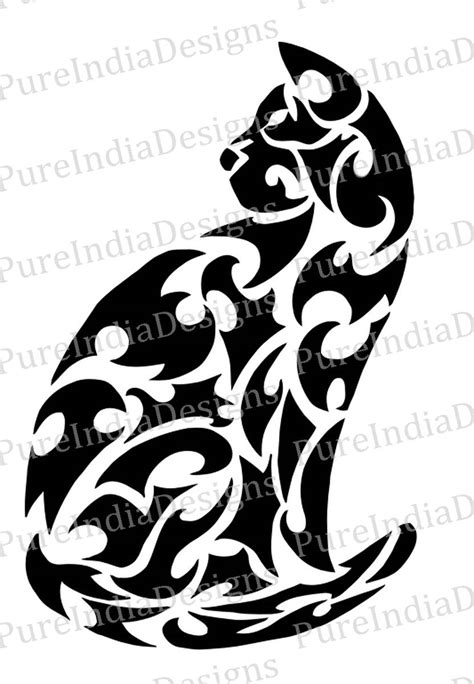 Cat Patterncat Stencil Cutout Vector Art Cricut Silhouette Etsy