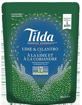 It's important to thoroughly wash the rice with cold water before. Tilda Lime & Cilantro Basmati Rice reviews in Packaged ...