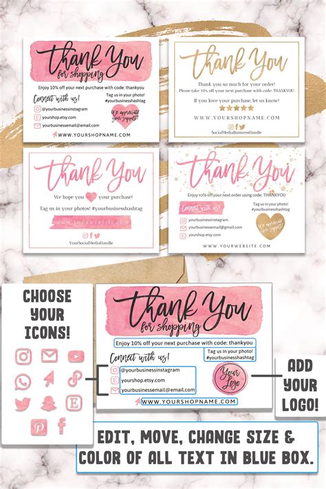Additional interesting facts about business thank you card etiquette are outlined in the below infographic. FOUR 4 DIY Printable Small Business Thank You Card Thank ...