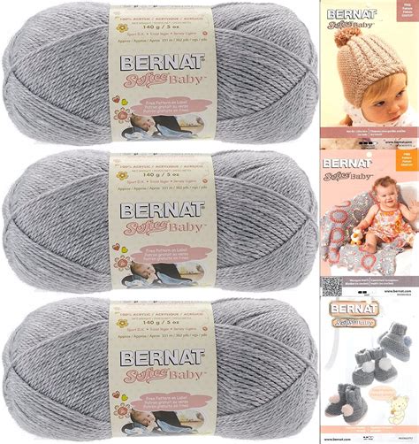 Bernat Softee Baby Yarn 3 Pack Bundle Includes 3 Patterns Dk Light
