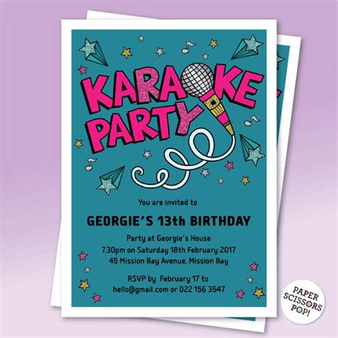 Karaoke Invite Editable Invitation Kareoke Party Invitation | Etsy