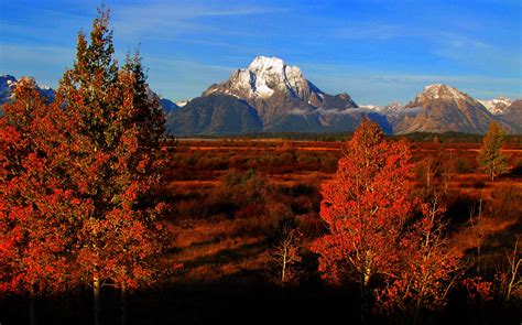 Grand Teton National Park Usa Wyoming Autumn Mountains