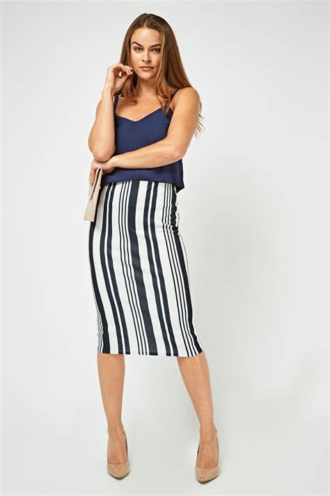 Vertical Stripe Midi Skirt Just 3
