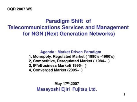 Ppt Paradigm Shift Of Telecommunications Services And Management For