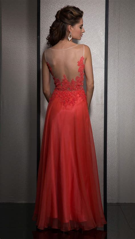 Maxi navy spaghetti strap dresses for bridesmaids and coral bouquets with ivory ones. Long Coral Prom Dress Clarisse 2529 | Promgirl.net