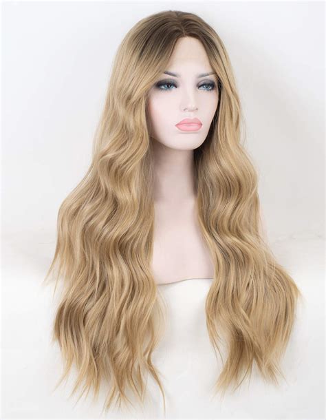 persephone ombre blonde lace front wig wavy soft brown roots ash blonde ombre wigs for women