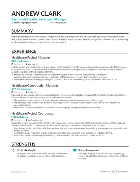 5 Healthcare Project Manager Resume Examples And Guide For 2024