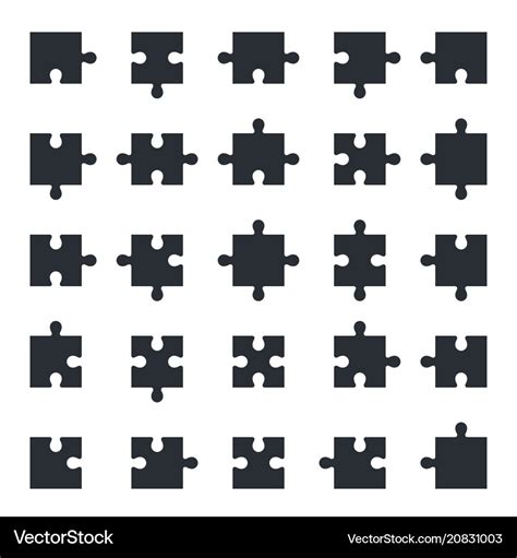 Jigsaw Puzzle Icons All Shapes Of Puzzle Pieces Vector Image