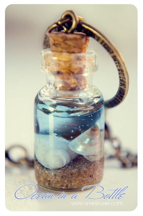 Ocean In A Bottle Necklace Shell Necklace Ocean Necklace Etsy Mini