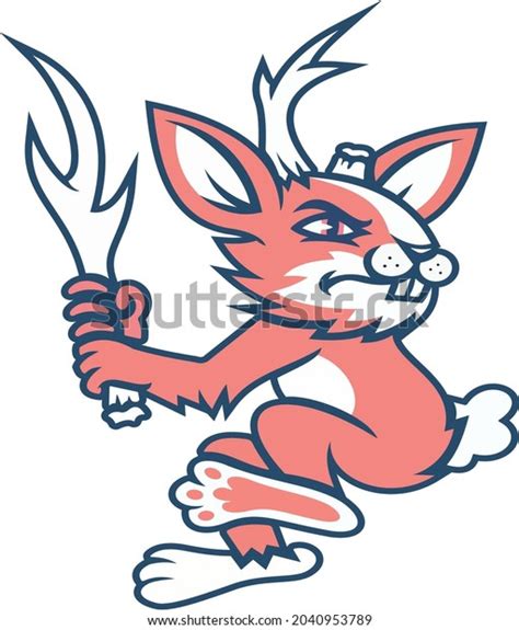 Jackalope Baseball Sports Mascot Logo Illustration Stock Vector