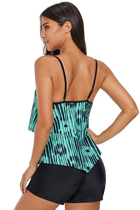 Wholesale Swim Tops Cheap Abstract Print Flowy Layered Tankini Top Online