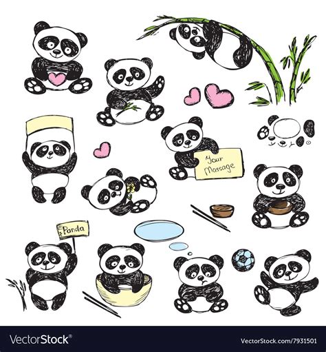 Cute Pandas Cartoon Drawings