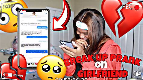 break up prank on girlfriend leads to real break up through text prank emotional
