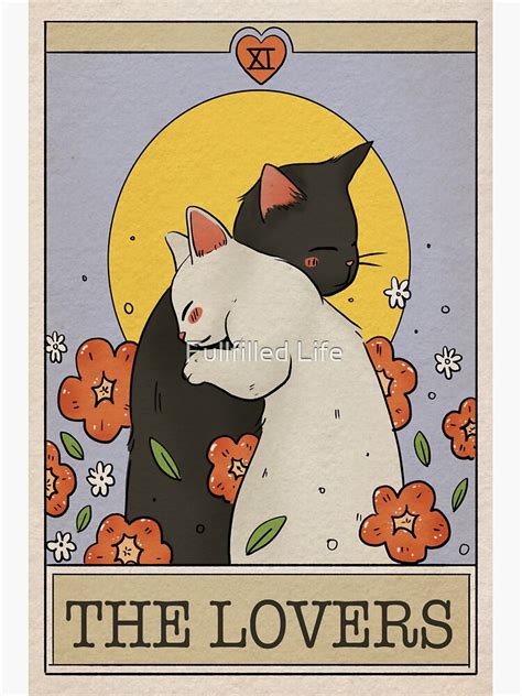 The Lovers Cat Tarot Card Cat Tarot Art Sticker For Sale By