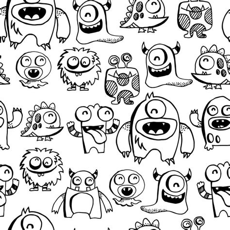 Printable Cute Doodle Monster Coloring Pages Tourstart