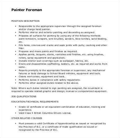Job description and duties for painter and illustrator. 8+ Painter Job Descriptions in PDF | Free & Premium Templates