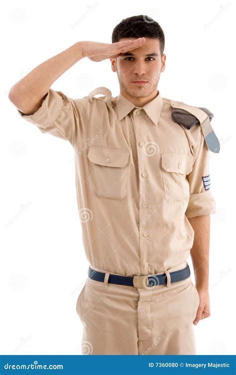 Young Saluting Police Man Stock Photo Image 7360080