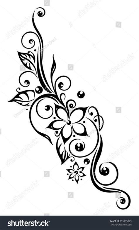 Black Flowers Illustration Tribal Tattoo Style Stock Vector Royalty