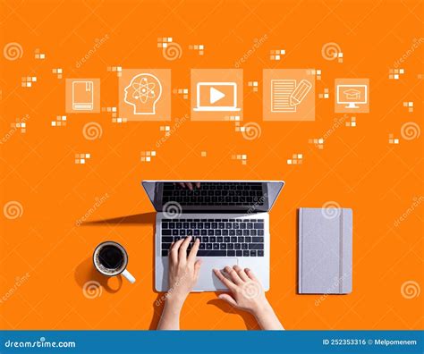 Webinar Concept With Person Using A Laptop Stock Photo Image Of