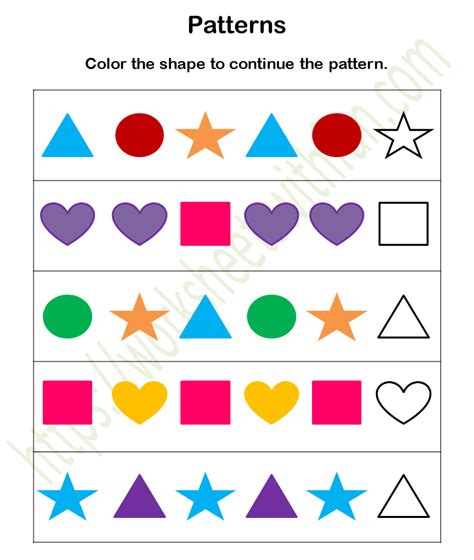 Mathematics Preschool Patterns Worksheet 2 Color