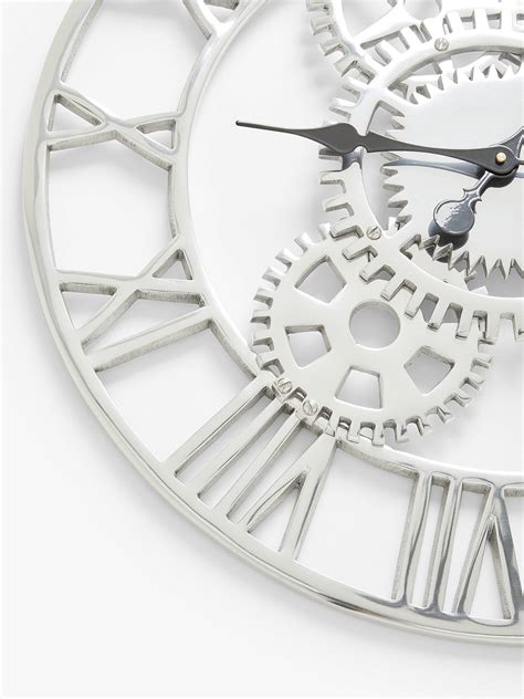 John Lewis And Partners Roman Numeral Metal Skeleton Cog Wall Clock 50cm