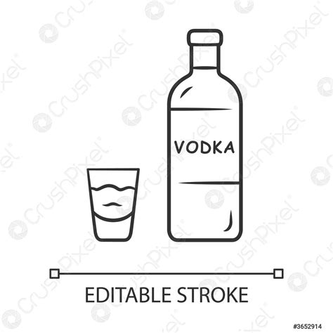 Wodka Lineaire Pictogram Fles En Shot Glas Met Drank Helder Stock