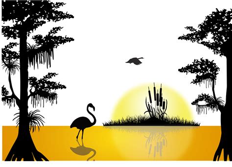 Sunset Lake Silhouette Lake Sunset Vector Png Download 58714247
