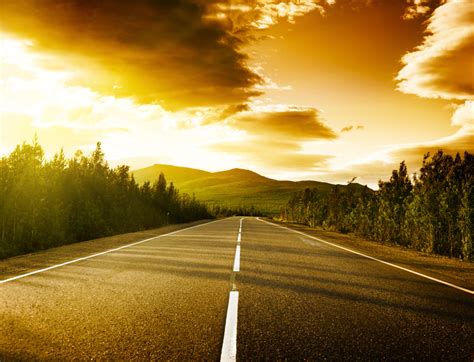 Sunset On The Road Wallpapers High Quality Download Free