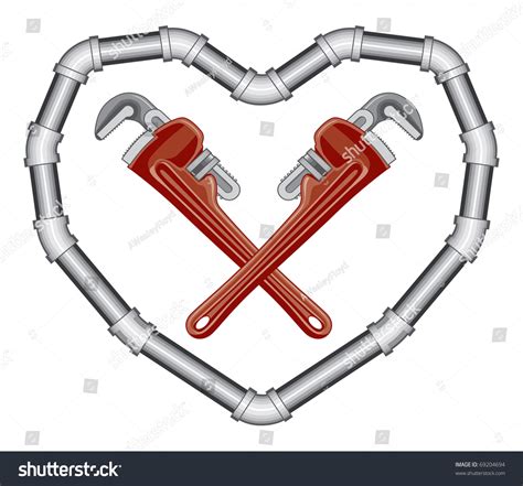 Plumbers Valentine Is An Illustration Of Crossed Pipe Wrenches Inside A