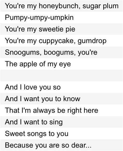 You Are My Honey Bunch Sugar Plum Lyrics Honeyjamo